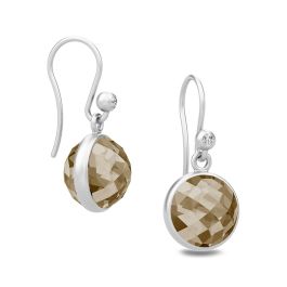 Sweet Pea drop earrings with faceted Smokey crystal stone