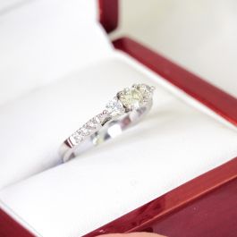 White Gold Past, Present, Future Diamond Engagement Ring