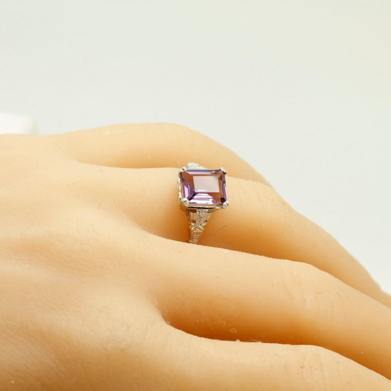 light purple color with silver plated amethyst ring