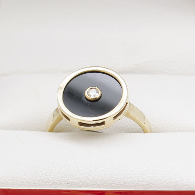 Black Onyx Gold Ring - Oval Shaped Ring For Ladies