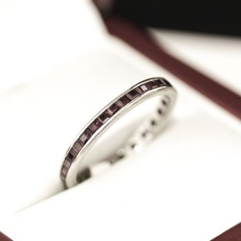 Natural Ruby full Eternity ring, White Gold, Elegant and Lovely