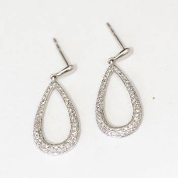 New Diamond drop hoop earrings, set in 14ct white gold. Stunning!
