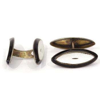 Aksel Holmsen vintage enamel “Eye” shaped sterling silver cufflinks