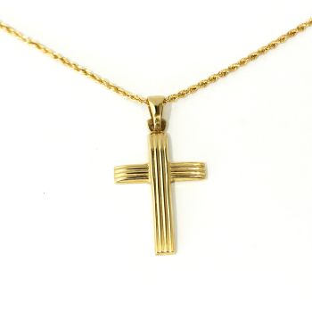 Beautiful new 18ct yellow gold cross and necklace