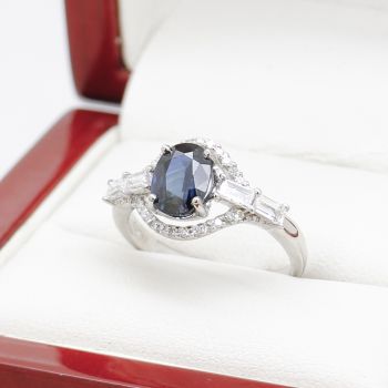 Blue Australian Sapphire Diamond Ring, Estate Jewellery Sydney, Estate Sapphire Rings, Estate Diamond Rings, Sydney Estate Jewellery, 