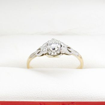 Art Deco Diamond Engagement Ring, Vintage Engagement Ring, Antique Engagement Rings, Vintage Two Tone Engagement Ring, Vintage Engagement Rings Sydney, Sydney Vintage Jewellery, Australia Antique Jewellery, 