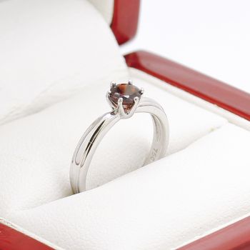 White Gold Red Garnet Solitaire Ring, Estate Age, Sydney Vintage Jewellery, Antique Jewellery, White Gold Garnet Ring, White Gold Solitaire Ring, 