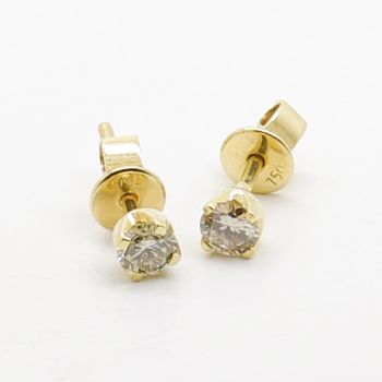 Estate Diamond Stud Earrings, Yellow Gold Stud Earrings, Estate Jewellery, Vintage Jewellery, Antique Jewellery, 