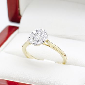 Yellow Gold Diamond Ring, Diamond Ring,  Engagement Ring, Daisy Ring, Daisy Cluster Diamond Ring,  Antique Jewellery Sydney, Estate Jewellery, Antique Engagement Ring, Vintage Diamond Ring, Vintage Inspired Engagement Ring, 