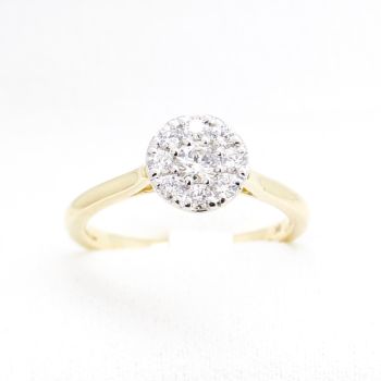 Vintage Inspired Engagement Ring, Yellow Gold Diamond Ring, Diamond Ring,  Engagement Ring, Daisy Ring, Daisy Cluster Diamond Ring, Antique Jewellery Sydney, Estate Jewellery, Antique Engagement Ring, Vintage Diamond Ring, 