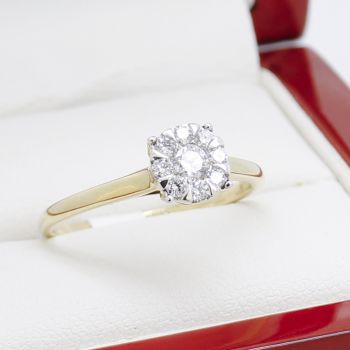 Round Halo Diamond Engagement Ring, Vintage Jewellery Sydney, Vintage Engagement Rings, vintage diamond ring, 