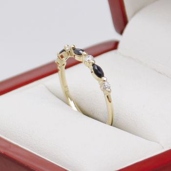 Sapphire & Diamond Band, Wedding Ring or Stacking Ring, New