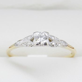 Sydney Vintage Jewellery, Antique Jewellery, Vintage Engagement Rings, Art Deco Engagement Ring in Two Tone with Three Stone Diamonds, Vintage Diamond Engagement Ring, Art Deco Engagement Ring, Antique Engagement Ring, 