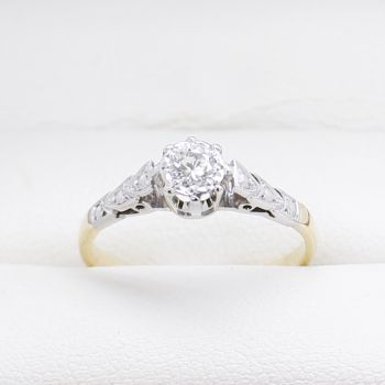 Antique Two Tone Diamond Engagement Ring, Vintage Diamond Engagement Ring, Sydney Vintage Rings, Sydney Vintage Jewellery, Sydney Art Deco Jewellery, Sydney Antique Jewellery, Art Deco Diamond Rings, Vintage 2 Tone Ring, 