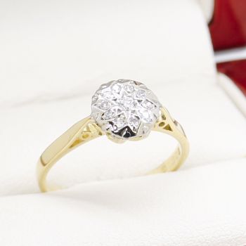 Vintage Cluster Ring, Vintage Ring, Vintage Two Tone Ring, Antique Ring, Art Deco Ring, Vintage Diamond Ring, Vintage Dress Ring, Vintage Jewellery, Art Deco Jewellery, Antique Jewellery, 