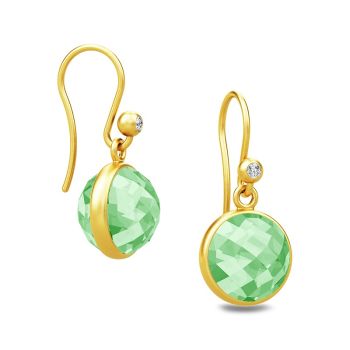 Gorgeous Sweet Pea drop earrings with faceted Green Amethyst stones