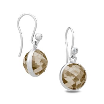Gorgeous Sweet Pea drop earrings with faceted Smokey crystal stone