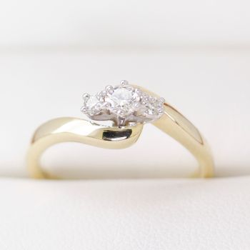 Past Present Future 3 Stone Diamond Engagement Ring