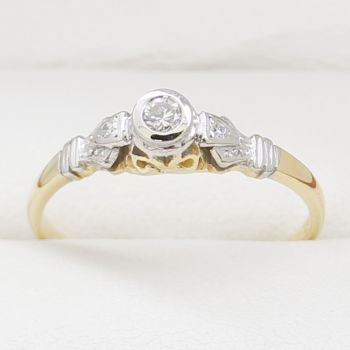 Rub over Set Diamond Ring, Two Tone Engagement Ring, Yellow and White Gold Engagement Ring, Same Sex Marriage, Lesbian Engagement Ring,  Handmade Engagement Ring, Vintage Jewellery Sydney, Art-Deco Engagement Rings, Art Deco Engagement Ring, Vintage Engag