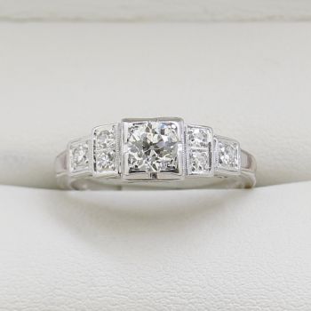 Art Deco Engagement Ring, Old European Cut Diamond, Stepped Engagement Ring, Platinum Engagement Ring, New York Jewellery, Sydney Vintage Jewellery, vintage engagement rings, antique jewellery, 