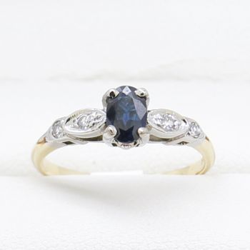 Vintage Five Stone Diamond Ring, Vintage Diamond Engagement Ring, Restored Diamond Rings, Two Tone Engagement Ring. Yellow Gold Engagement Ring, Four Claw Set Diamond Engagement Ring, 