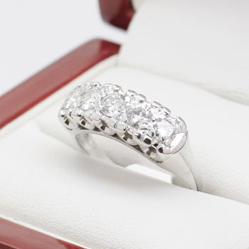 Vintage Diamond Engagement Ring, Vintage Engagement Ring, Vintage Diamond Engagement Rings, Vintage Engagement Rings, Sydney Vintage Jewellery, Vintage White Gold Diamond Engagement Ring, Five Round Diamond Ring, Diamond Band, 