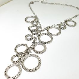 Stunning Statement piece, a Braided White Gold Flat Circle link Polished Necklace