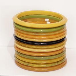 Deco era Vintage Bakelite Spacer Bangles, assorted colours.