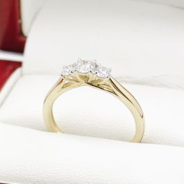 Yellow Gold Diamond Trilogy Engagement Ring, Past Present Future, New