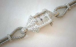 Antique Art Deco, French Platinum and Diamond Wristwatch, Cocktail watch, Original