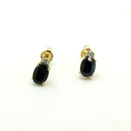 Vintage Times Pretty Dual Stone 9ct Yellow Gold Sapphire Earrings with Diamond Accents