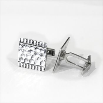 Vintage large silver engraved square cufflinks