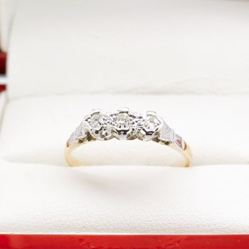 Vintage Three Stone Engagement Ring, Art Deco Two Tone Engagement Ring, Sydney Vintage Jewellery, Sydney Vintage Engagement Rings, Australia Vintage Engagement Rings, Sydney Antique Engagement Rings, Vintage Restored Rings,