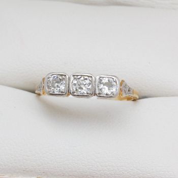 Art Deco Three Stone Diamond Engagement Ring