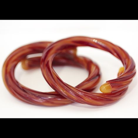 Great set of 2 Bakelite wrap bangles in twisted caramel.