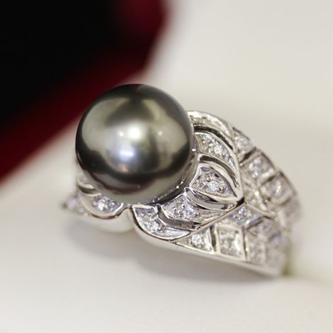 Vintage South Sea Pearl and Diamond engagement ring