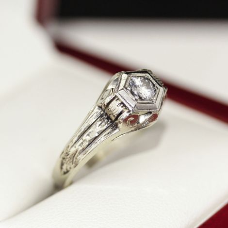 Vintage Engagement Ring, Vintage diamond engagement ring, art deco wedding band, art deco engagement ring, White Gold diamond engagement ring