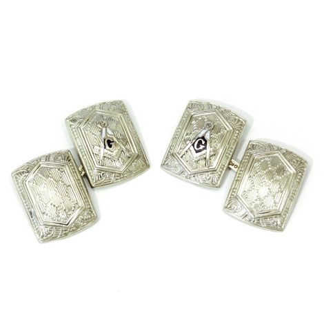 Vintage 14ct white gold Masons double sided cufflinks