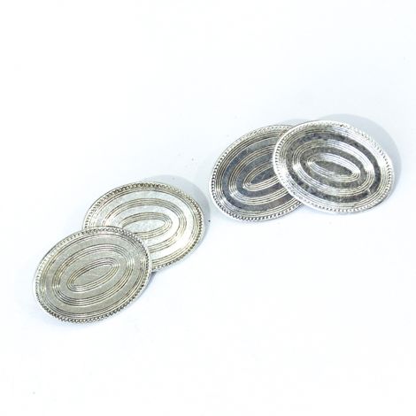 Vintage engraved Oval sterling silver double sided cufflinks