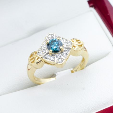 Blue Diamond 18k Engagement or Cocktail Ring 