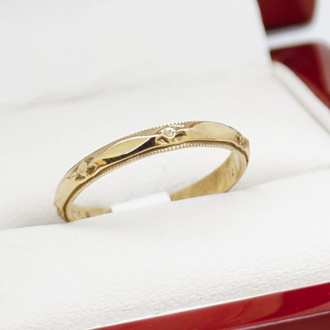 Vintage Yellow Gold Wedding Band, Vintage Engraved Ring, Vintage Rings, Vintage Jewellery, Art Deco Wedding Band, Art Deco Rings, 