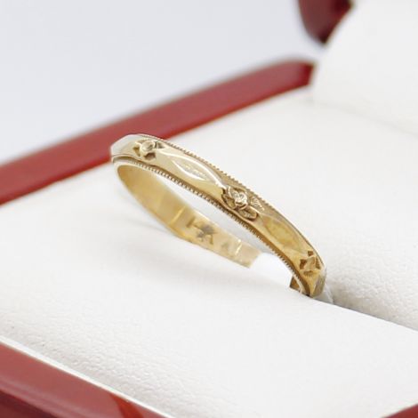 Vintage Yellow Gold Wedding Band, Vintage Engraved Ring, Vintage Rings, Vintage Jewellery, Art Deco Wedding Band, Art Deco Rings, 