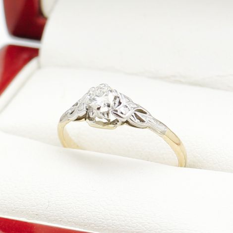 Art Deco Diamond Engagement Ring, Vintage Engagement Ring, Antique Engagement Rings, Vintage Two Tone Engagement Ring, Vintage Engagement Rings Sydney, Sydney Vintage Jewellery, Australia Antique Jewellery,