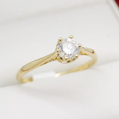 Vintage Yellow Gold Solitaire Diamond Engagement Ring