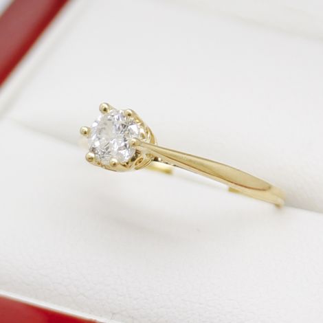 Vintage Yellow Gold Solitaire Diamond Engagement Ring