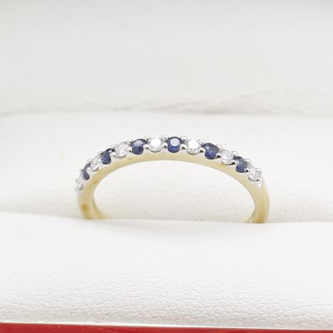 Sydney Antique Jewellery, Sydney Wedding Bands, Sapphire and Diamond Band, Yellow Gold Sapphire and Diamond Half Eternity Band Ring, New, Sydney Vintage Jewellery, 