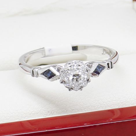 Vintage Diamond Ring, Art Deco Diamond Ring, Vintage Engagement Rings, Art Deco Engagement Rings, Antique Engagement Rings, Vintage Jewellery, Art Deco Jewellery, Antique Jewellery, Sydney Vintage Jewellery, Vintage Sapphire Ring, 