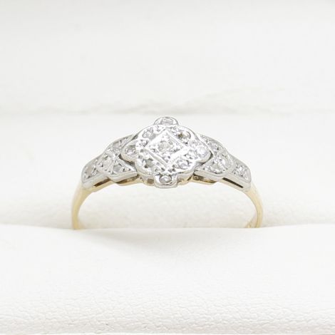 Art Deco Diamond Signet Ring, Art Deco Diamond Engagement Rings, Vintage Diamond Engagement Ring, Sydney Vintage Engagement Rings, Sydney Art Deco Jewellery, Sydney Antique Jewellery, Vintage Two Tone Ring, 