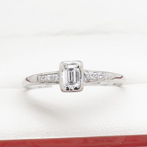 Vintage Emerald Cut Diamond Engagement ring