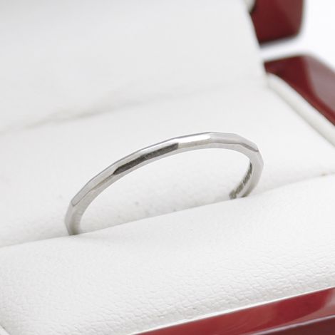 Art Deco Platinum Wedding Band Ring or Stacking Ring, Pentadecagon